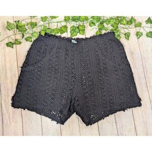 FREE PEOLE BEACH Women's Beach Crotchet Love Shorts Knit Black Pockets Boho Sz M